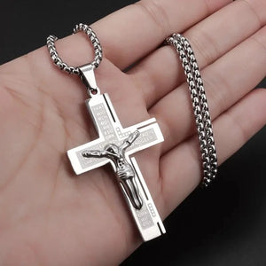 Collier & Pendentif Crucifix Homme Jésus Croix argent