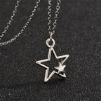 Collier Pendentif Double Etoile