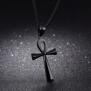 Collier Pendentif Egyptien Croix d'Ankh Homme Femme noir