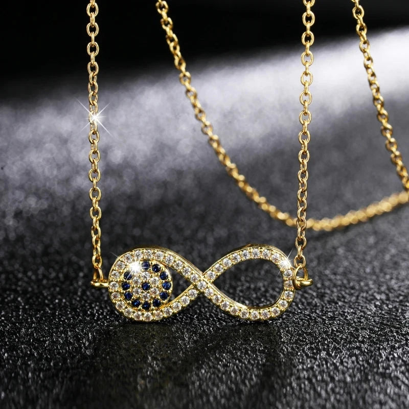 Collier Pendentif en Zircon Symbole Infini