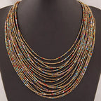 Collier Pendentif Ethniques Africains Multirangs multicolore