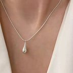 Collier Pendentif Fine Goutte d'Eau Argentée