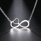 Collier Pendentif Femme Symbole Infini et Coeur argent