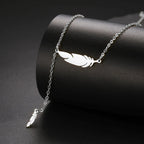 Collier Pendentif Fine Plume style a argent