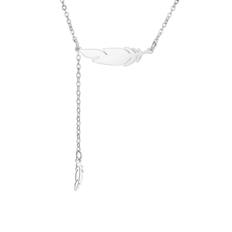 Collier Pendentif Fine Plume style a argent