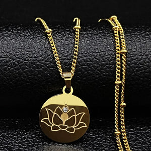 Collier Pendentif Fleur de Lotus Chaîne & Médaillon or