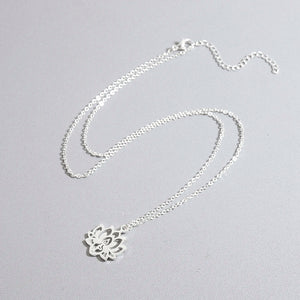 Collier Pendentif Fleur de Lotus Femme argent