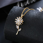 Collier Pendentif Fleur de Tournesol Tournante Anti-Stress or