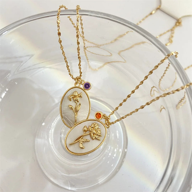 Collier Pendentif Fleur Signe du Zodiaque