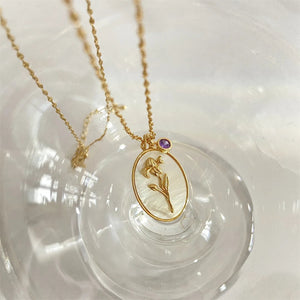 Collier Pendentif Fleur Signe du Zodiaque