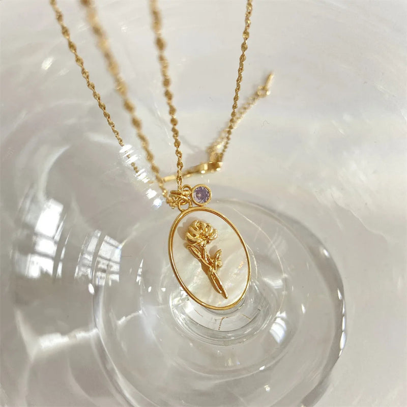 Collier Pendentif Fleur Signe du Zodiaque