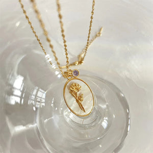 Collier Pendentif Fleur Signe du Zodiaque
