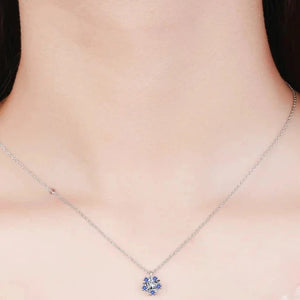 Collier Pendentif Flocon de Neige Femme Argent Bleu