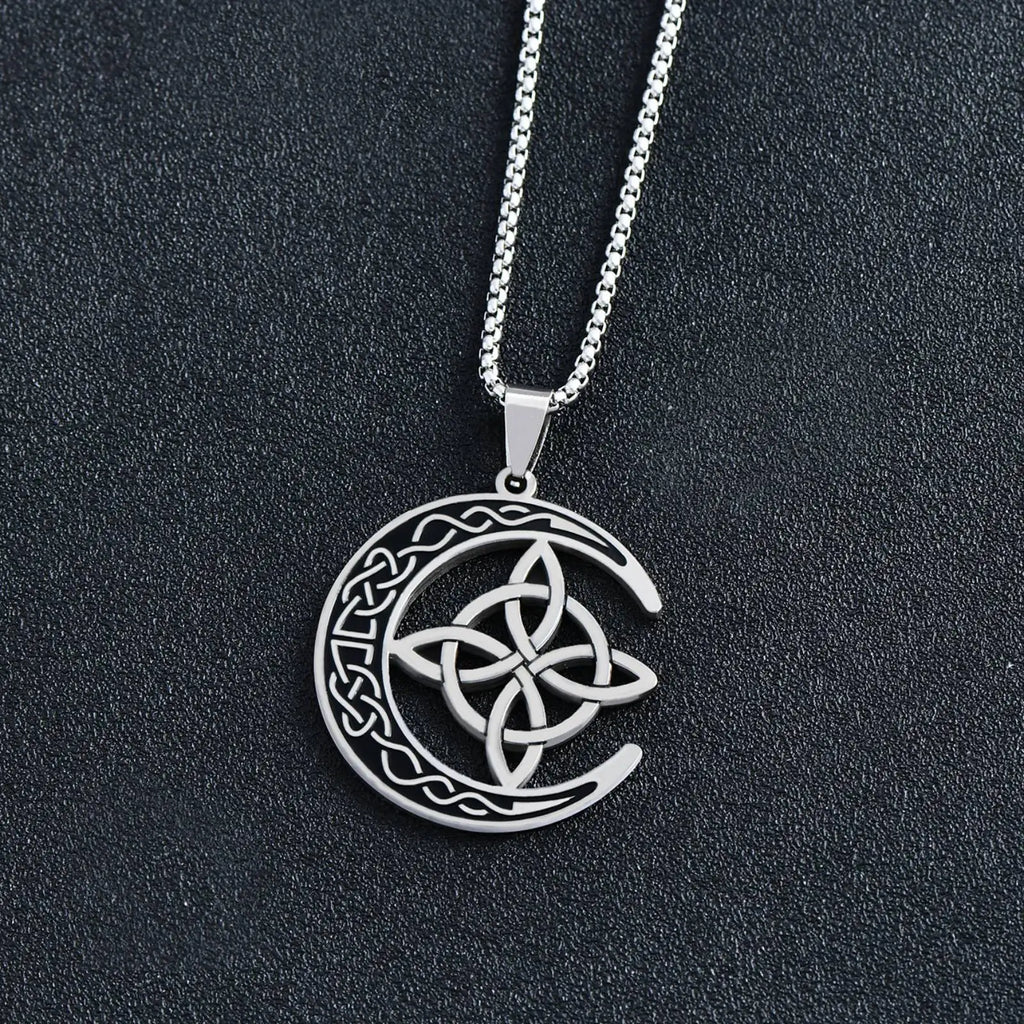 Collier Pendentif Lune Celtique