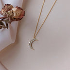 Collier Pendentif Lune en Zircon pour Femme or