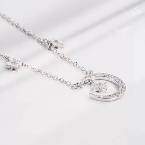 Collier Pendentif Lune et Etoile en Zircon Femme