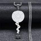 Collier Pendentif Roue d'Hécate Strophalos Sorcellerie Wiccan argent 50 cm