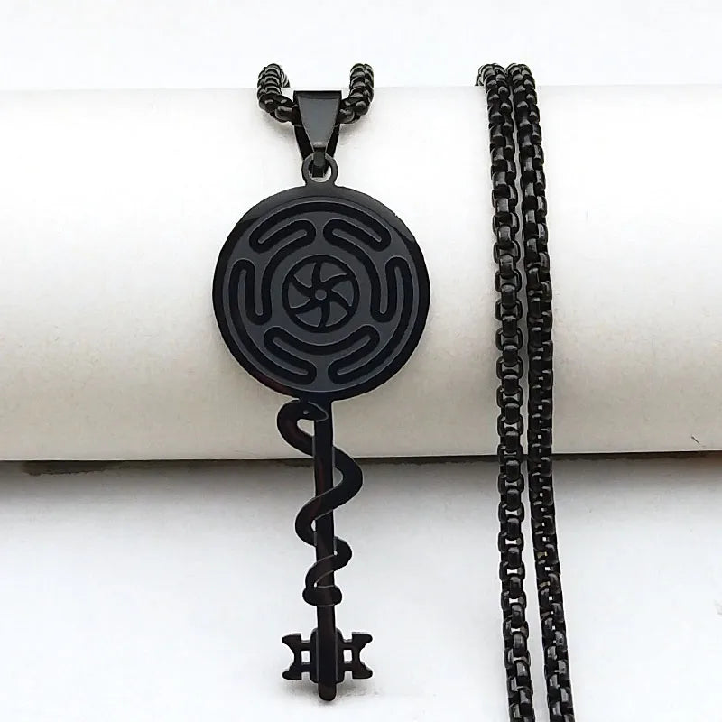 Wiel van Hecate Wicca Hekserij Strophalos Hanger Ketting