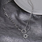Collier Pendentif Soleil Asymétrique argent