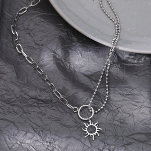 Collier Pendentif Soleil Asymétrique argent