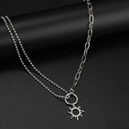 Collier Pendentif Soleil Asymétrique argent