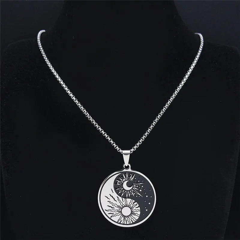 Collier Pendentif Soleil et Lune Yin Yang