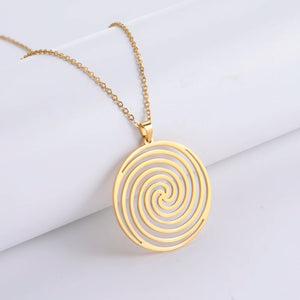 Collier & Pendentif Spirale Géométrique or