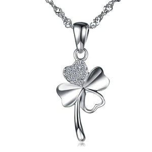 Collier Pendentif Trèfle à 4 Feuilles pour Femme Argent