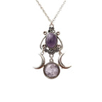 Collier Pendentif Triple Lune Sorcellerie Wiccan Femme violet