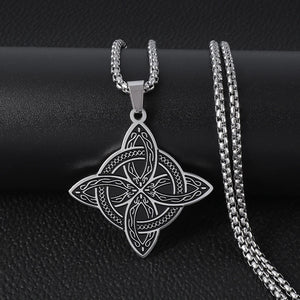 Collier Pendentif Wiccan Noeud de Sorcière de Protection argent