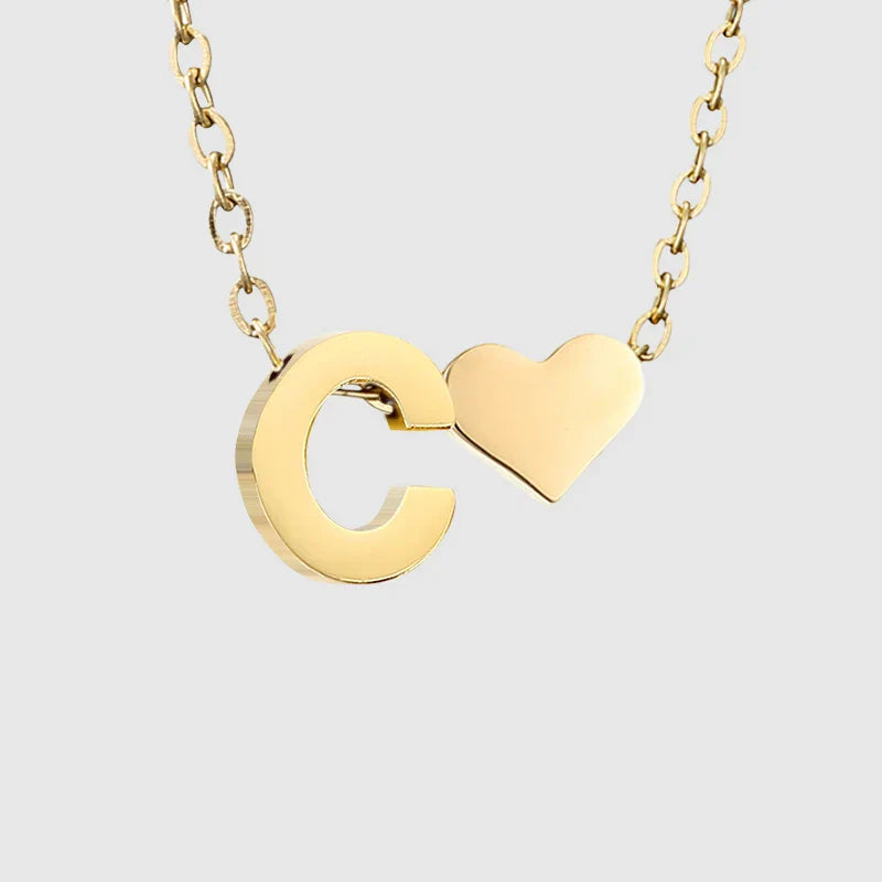 Halsketting voor dames met hartvormige hanger en initiaal - letter 