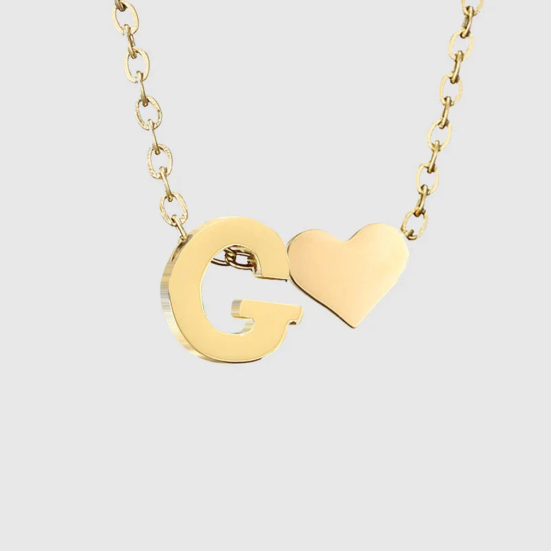 Halsketting voor dames met hartvormige hanger en initiaal - letter 
