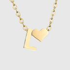 Halsketting voor dames met hartvormige hanger en initiaal - letter 
