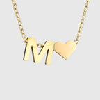 Halsketting voor dames met hartvormige hanger en initiaal - letter 