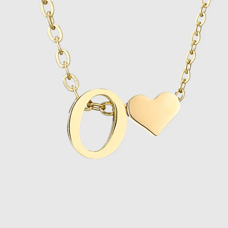 Halsketting voor dames met hartvormige hanger en initiaal - letter 