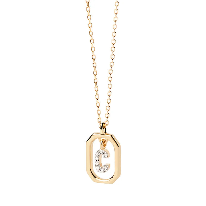 Damesketting met zeshoekige initialenhanger c