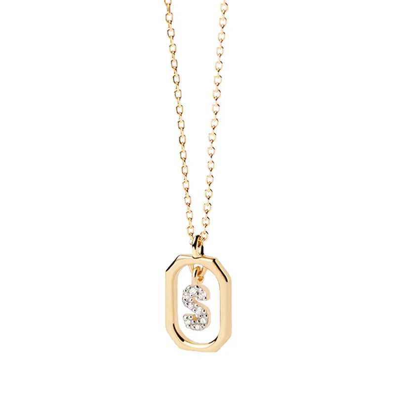 Damesketting met zeshoekige initialenhanger s