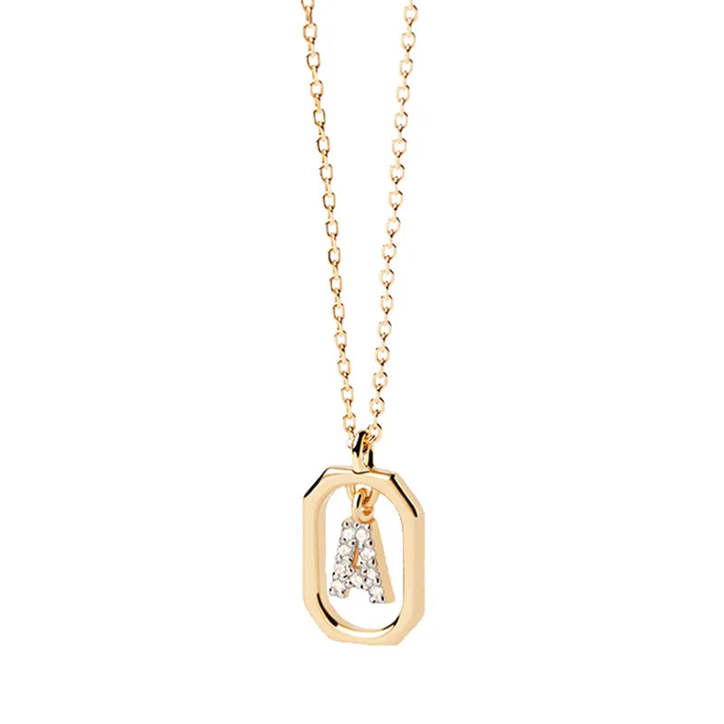 Damesketting met zeshoekige initialenhanger a