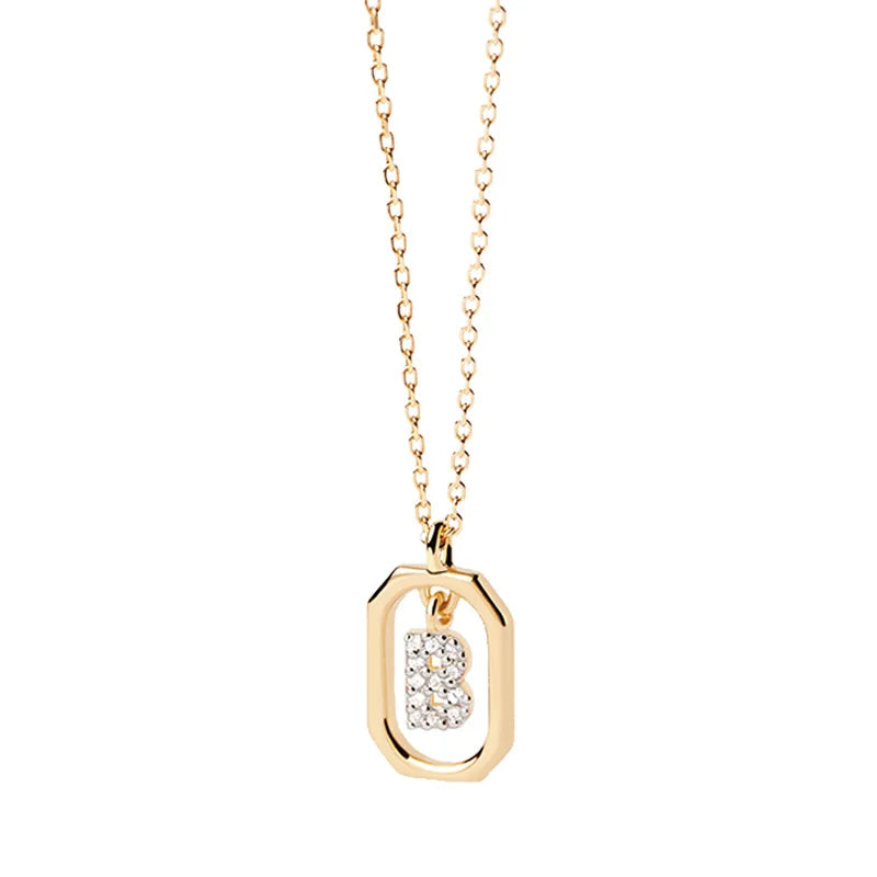 Damesketting met zeshoekige initialenhanger b