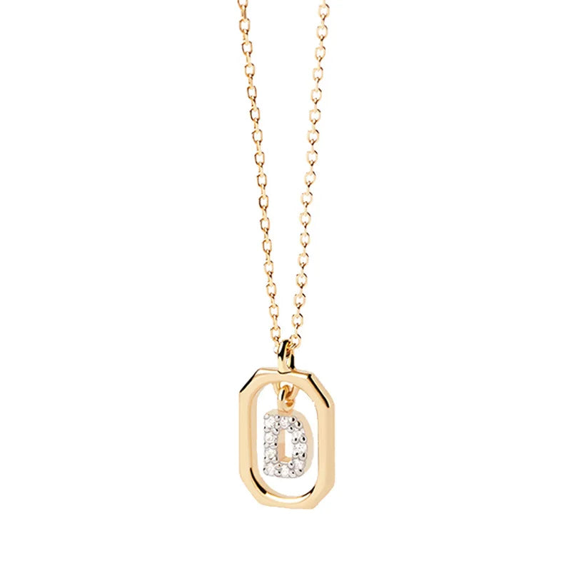 Damesketting met zeshoekige initialenhanger d