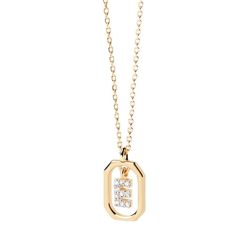 Damesketting met zeshoekige initialenhanger e