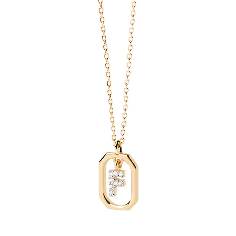 Damesketting met zeshoekige initialenhanger f