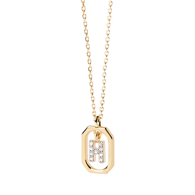 Damesketting met zeshoekige initialenhanger h
