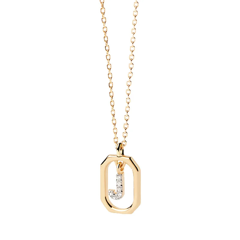 Damesketting met zeshoekige initialenhanger j