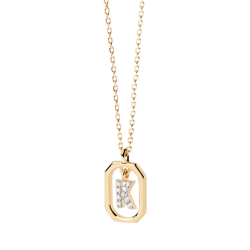 Damesketting met zeshoekige initialenhanger k