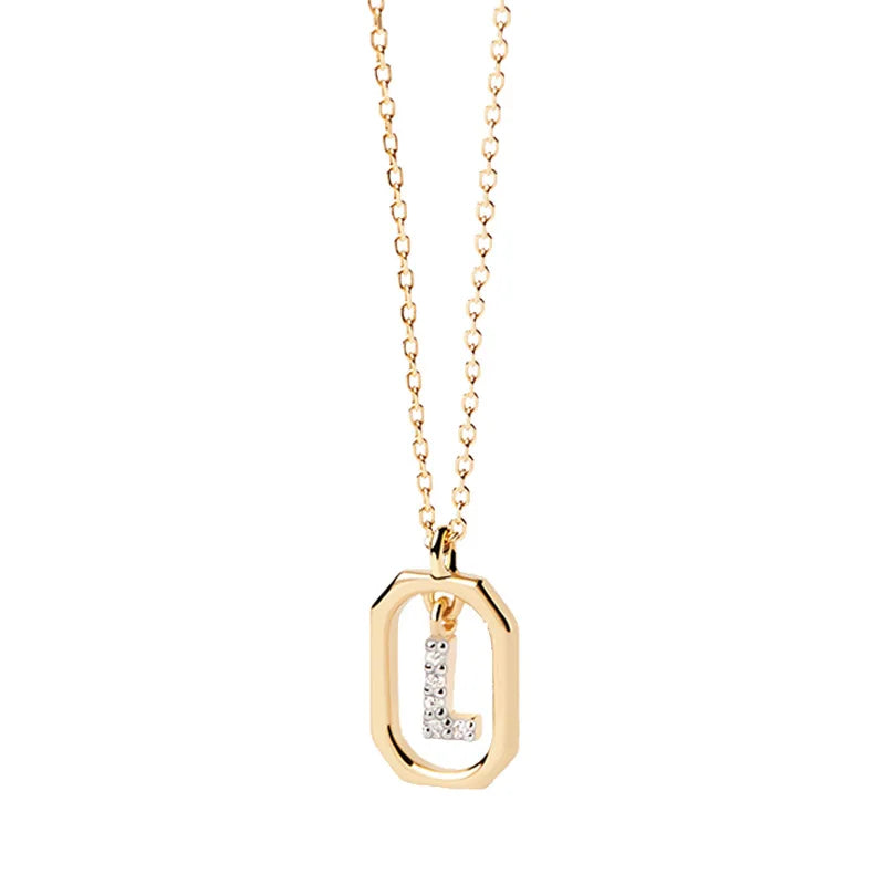 Damesketting met zeshoekige initialenhanger l