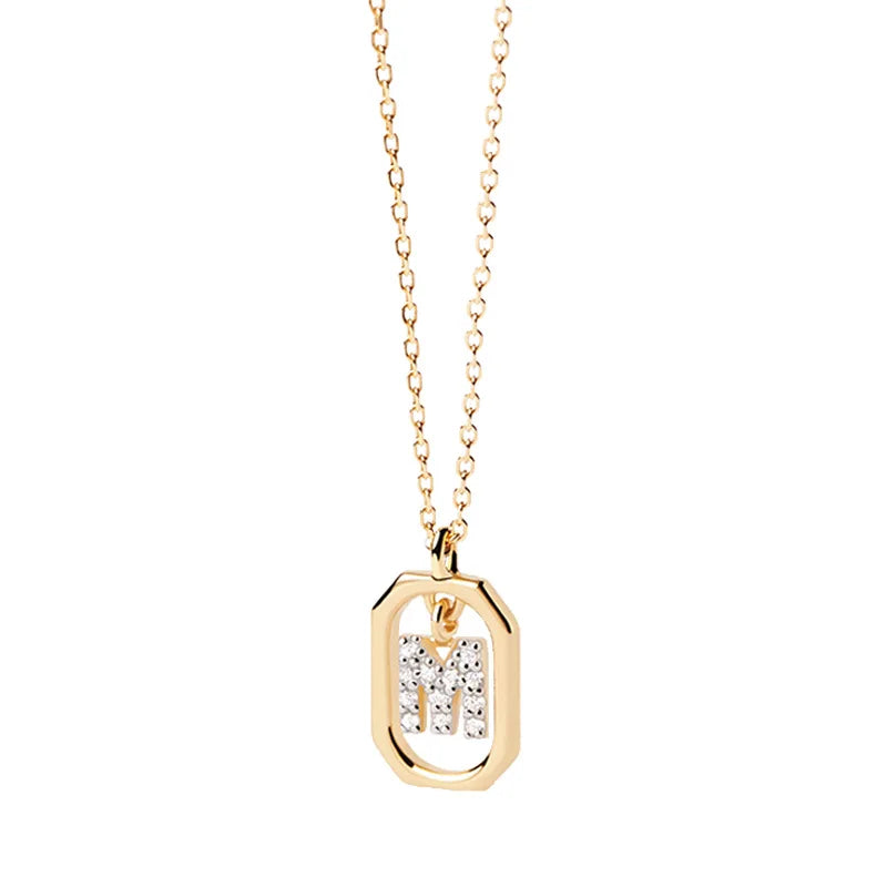 Damesketting met zeshoekige initialenhanger m