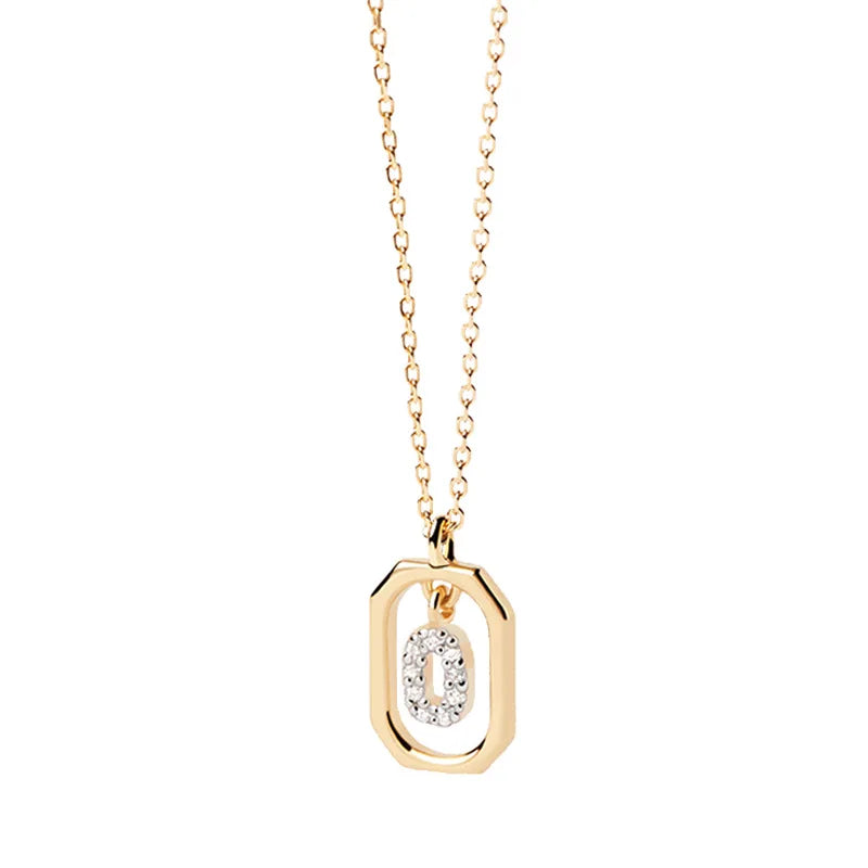 Damesketting met zeshoekige initialenhanger o