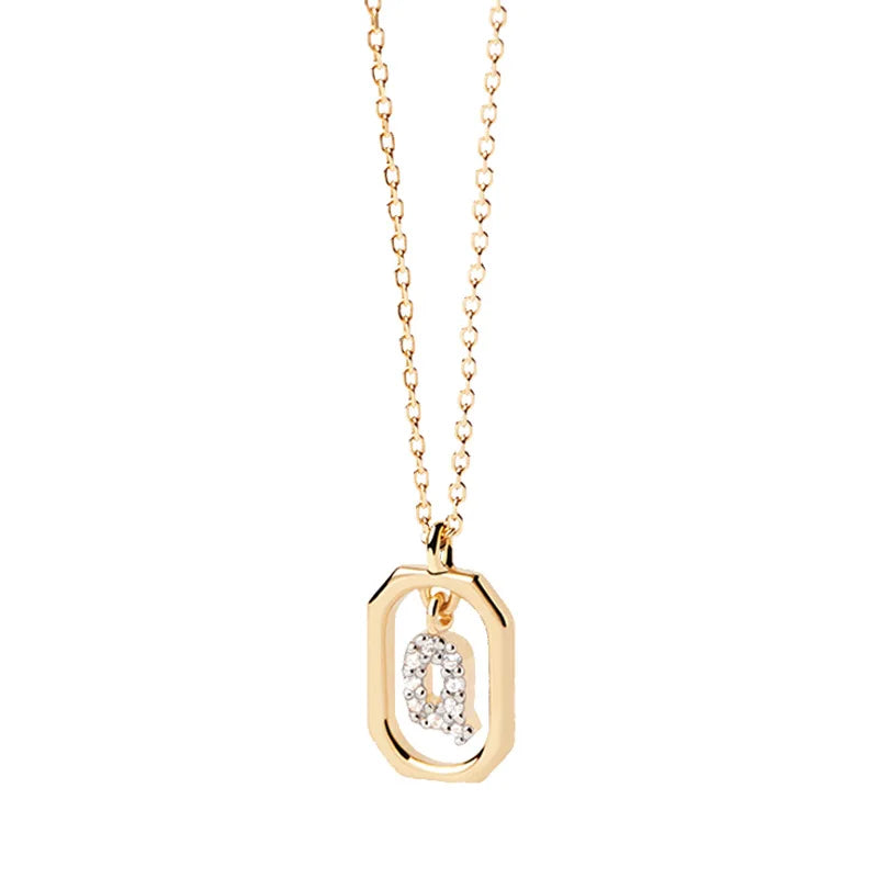 Damesketting met zeshoekige initialenhanger q