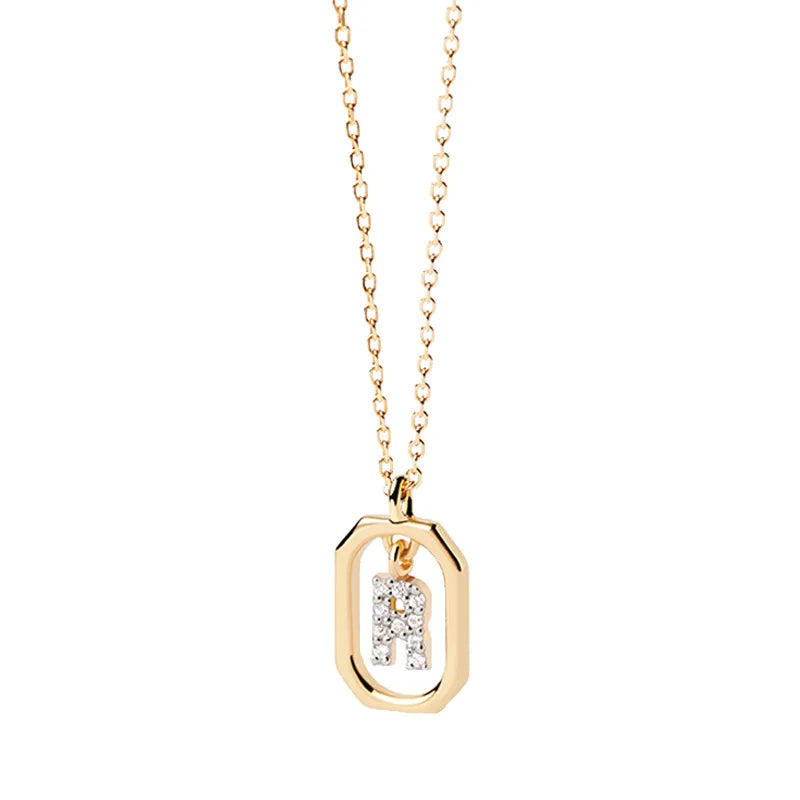 Damesketting met zeshoekige initialenhanger r